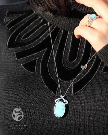 گردنبند اسلیمی فیروزه — نمای ۲ — عطاره گالری