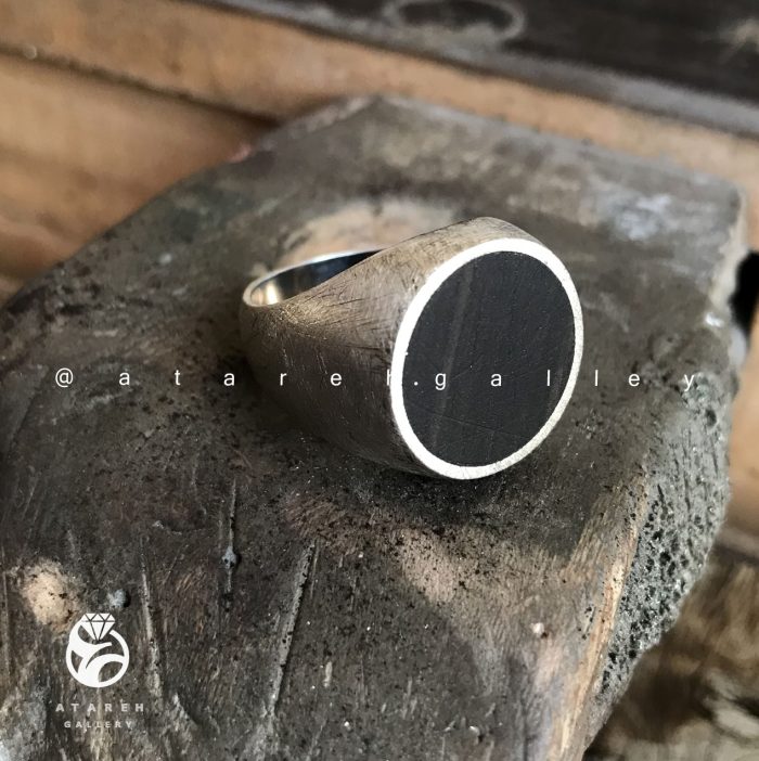 انگشتر نقره با چوب آبنوس دستساز