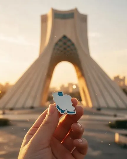 بج سینه ایران با جنس نقره و میناکاری آبی