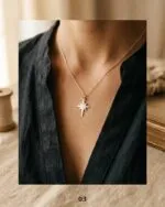 آویز مینیمال نقره ۹۲۵ — طرح ۳ — روی گردن | عطاره گالری